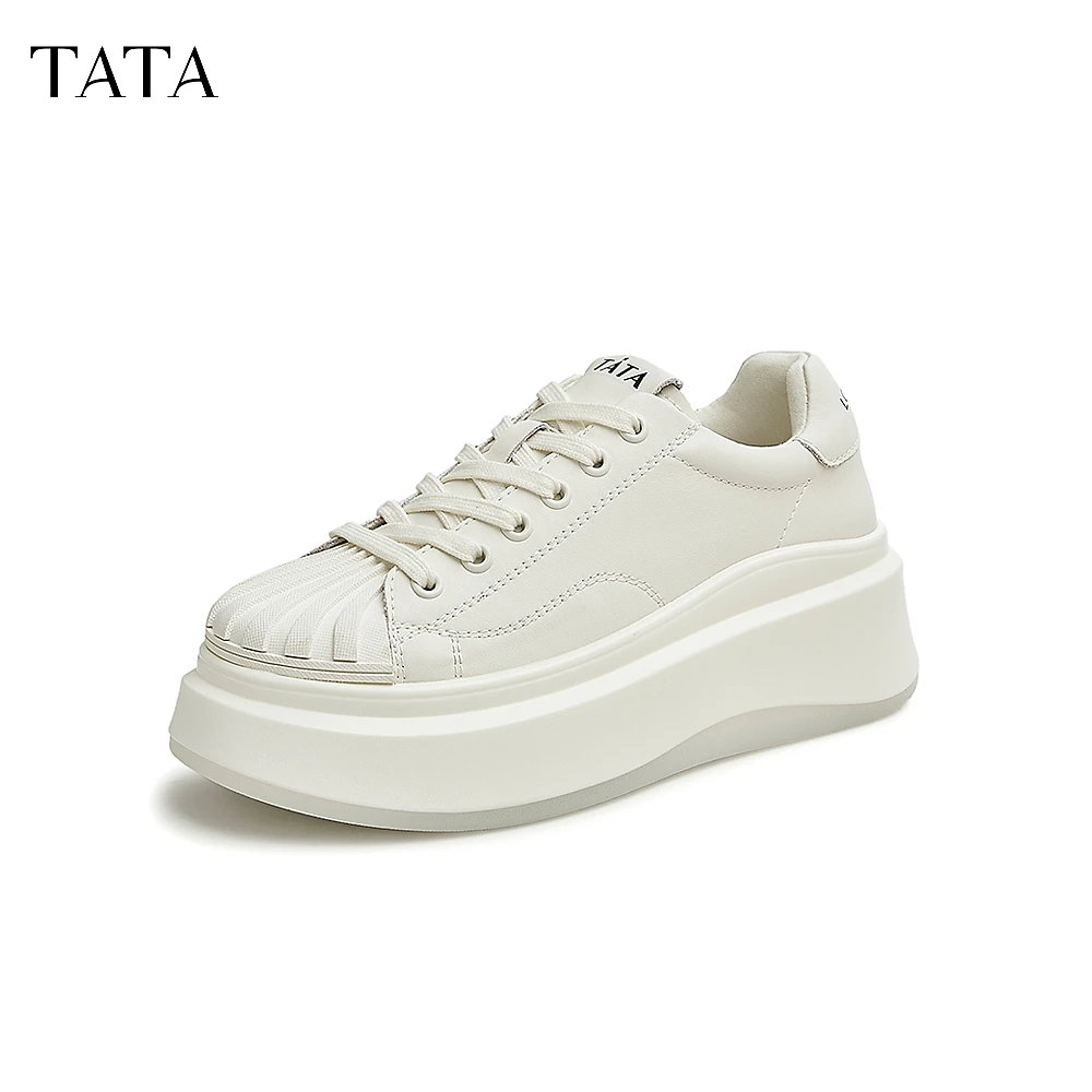 Tata/他她休闲百搭潮流厚底松糕系带小白鞋女鞋新WCJA1AM3