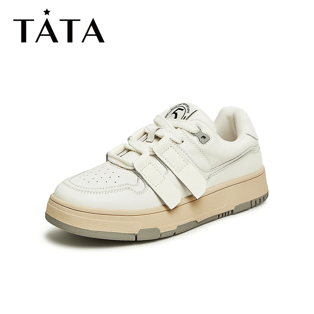 Tata/他她秋季潮流拼接撞色厚底休闲板鞋女鞋新款GBX01CM3