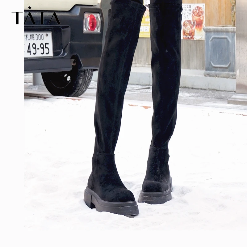 【美少女骑士过膝靴】Tata/他她2023冬季瘦瘦靴时装靴WD804DC3