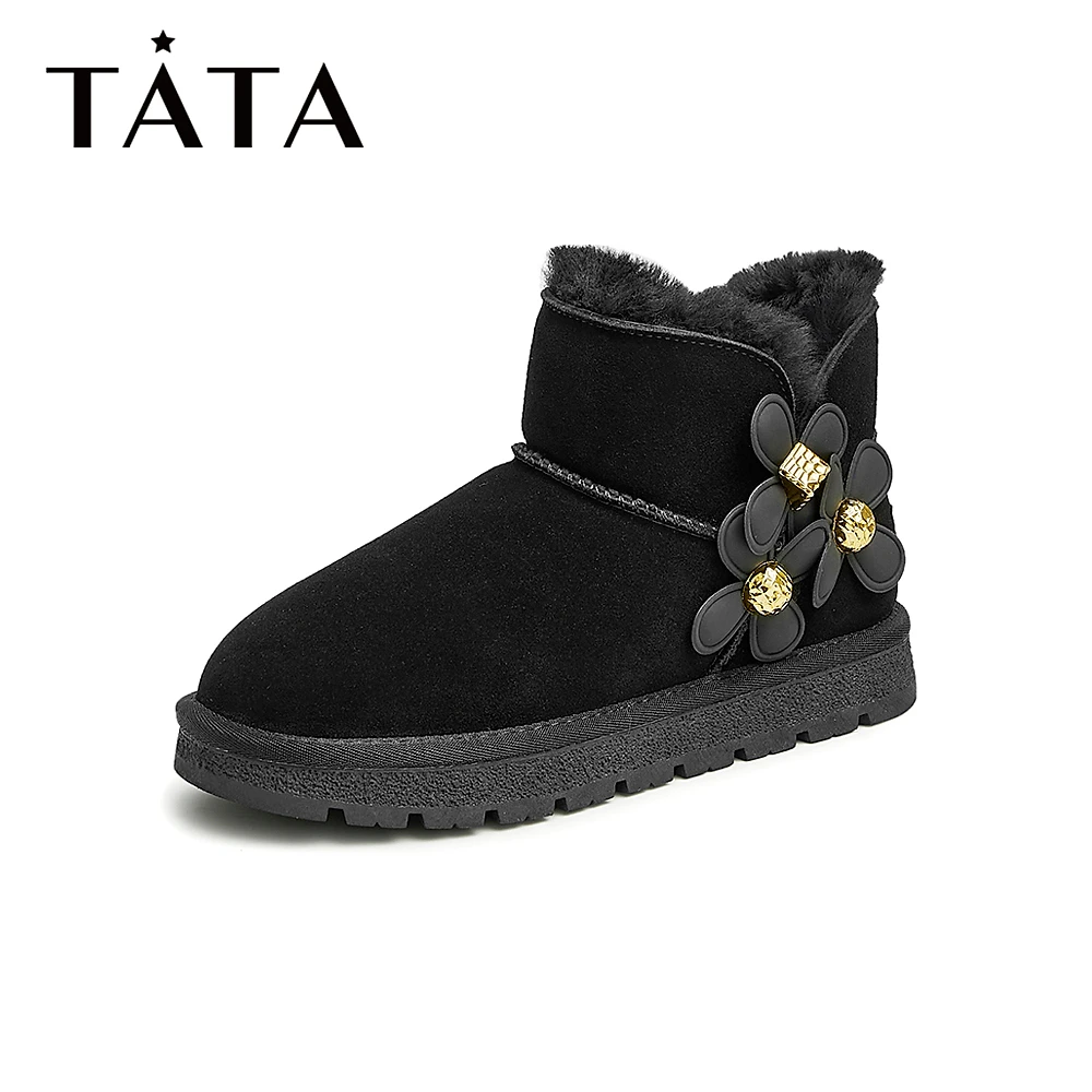 Tata/他她冬秋季冬气质时尚女休闲百搭纯色雪地靴新款WDX06DD2