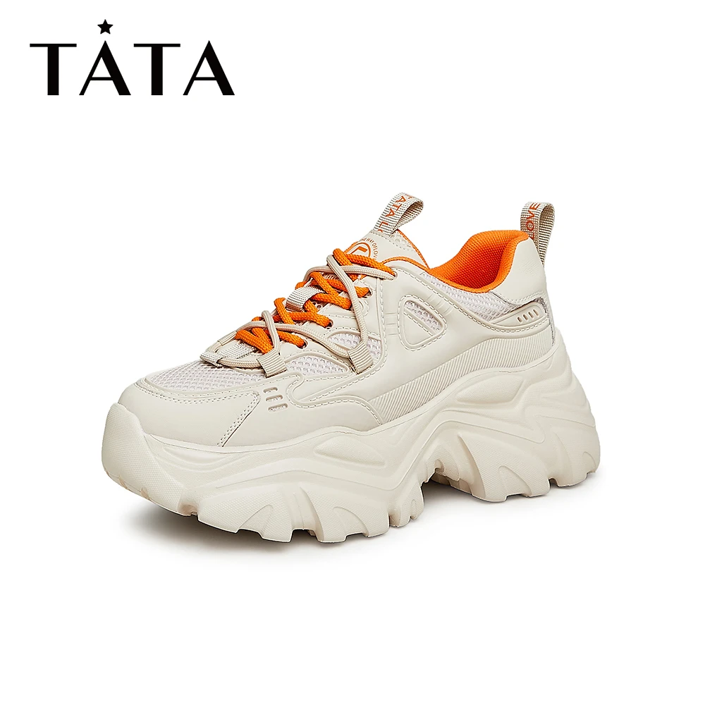 Tata/他她潮流撞色圆头休闲拼色厚底运动老爹鞋WOG09CM3