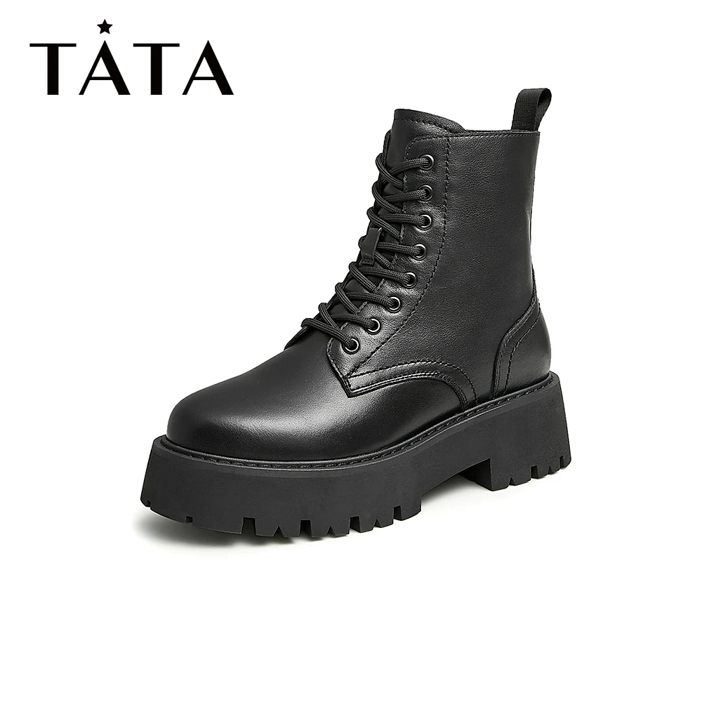 Tata/他她冬秋季英伦风厚底八孔潮流粗跟马丁靴女新款G4QA1DD2