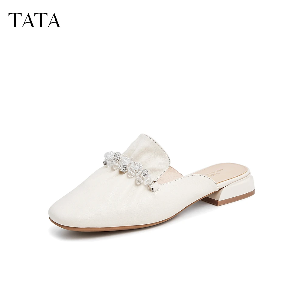 TATA/他她夏季新款气质方跟后空凉鞋穆勒拖外穿女鞋新Y3B02BH3