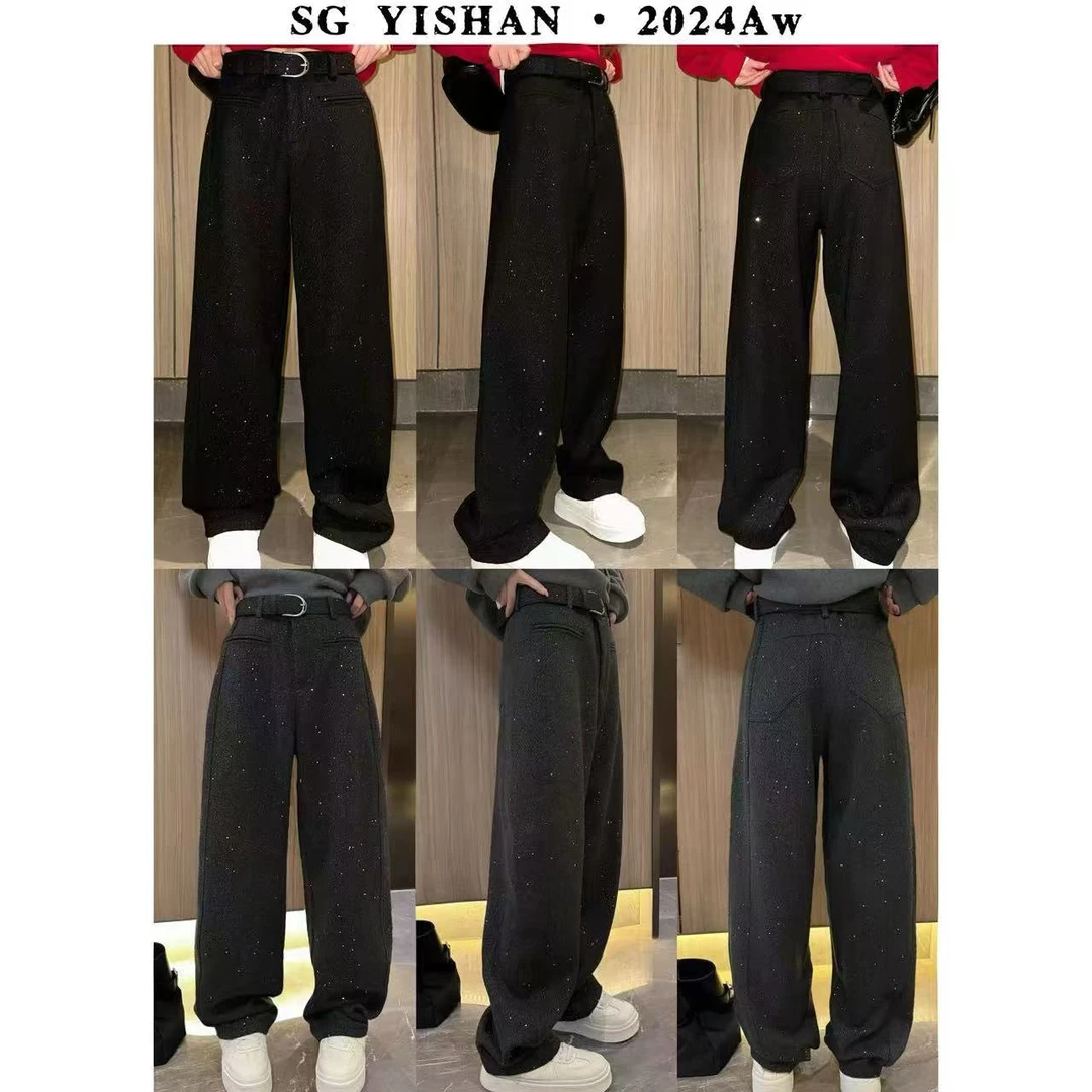 SG / 杨依姗 AW 闪闪裤 高腰加厚窄版毛呢休闲裤K-20242748