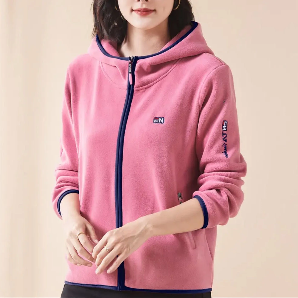 抓绒摇粒绒外套女2024新款春秋冬季加绒加厚休闲百搭双面绒卫衣