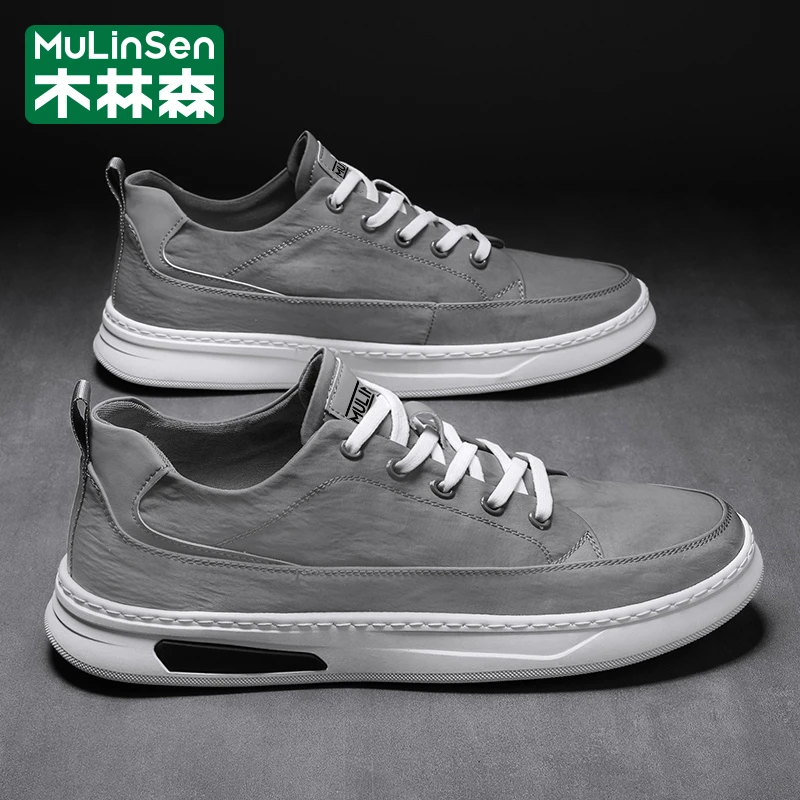 木林森男士帆布鞋秋季一脚蹬透气休闲板鞋懒人轻便中年老北京布鞋