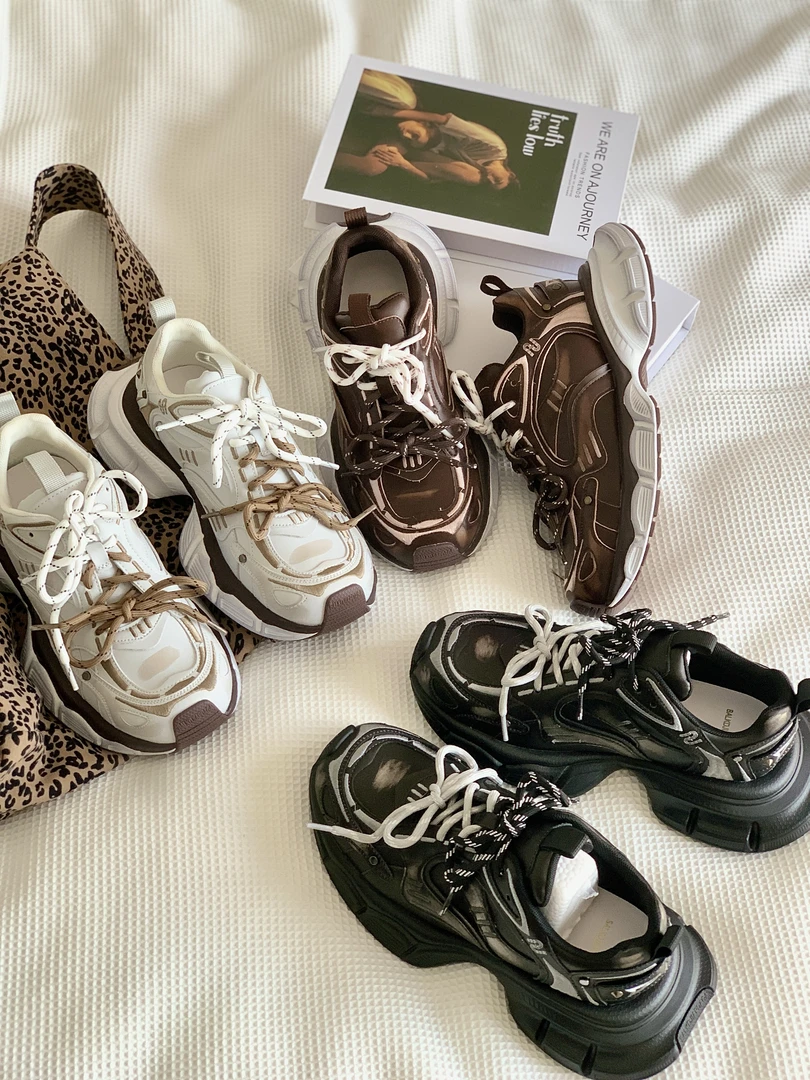 【新版3XL】巴家复古ins潮鞋网红百搭老爹鞋时尚厚底增高休闲运动鞋