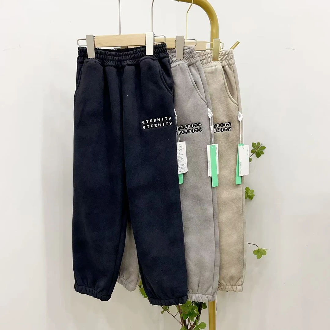 【淼淼妈】儿童秋冬加绒一体绒卫裤3708