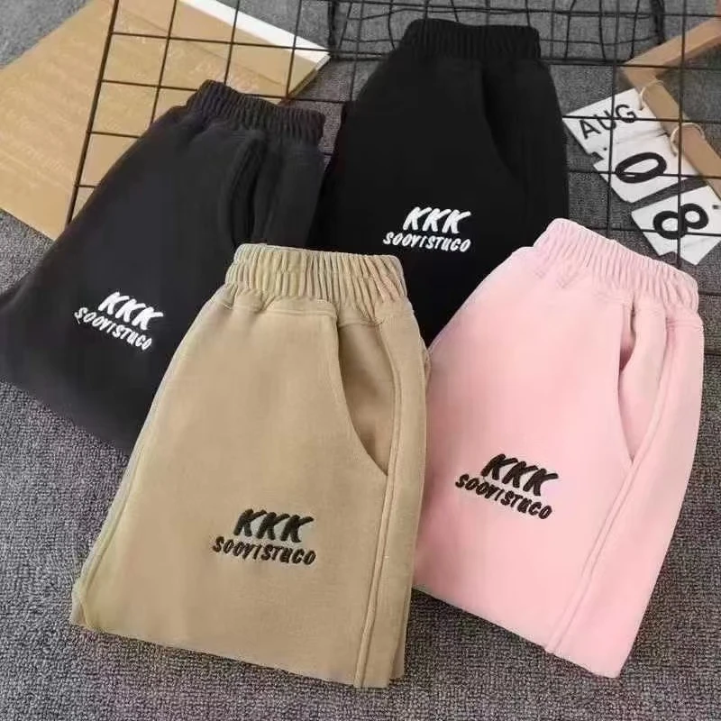 【一体绒防风裤】儿童冬季加绒运动裤1028(两个豪)