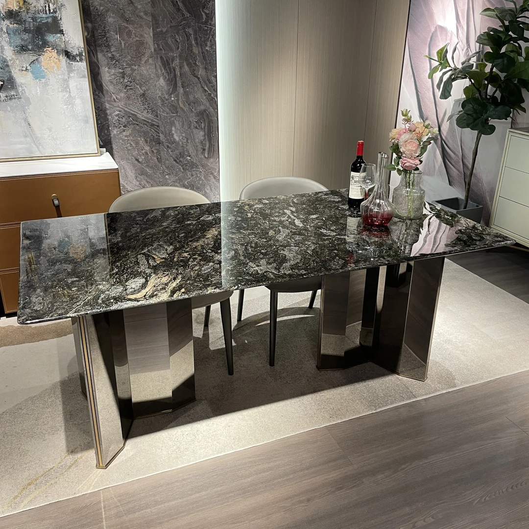 【铂金钻奢石餐桌】轻奢悬浮别墅意式奢石时尚家用餐桌