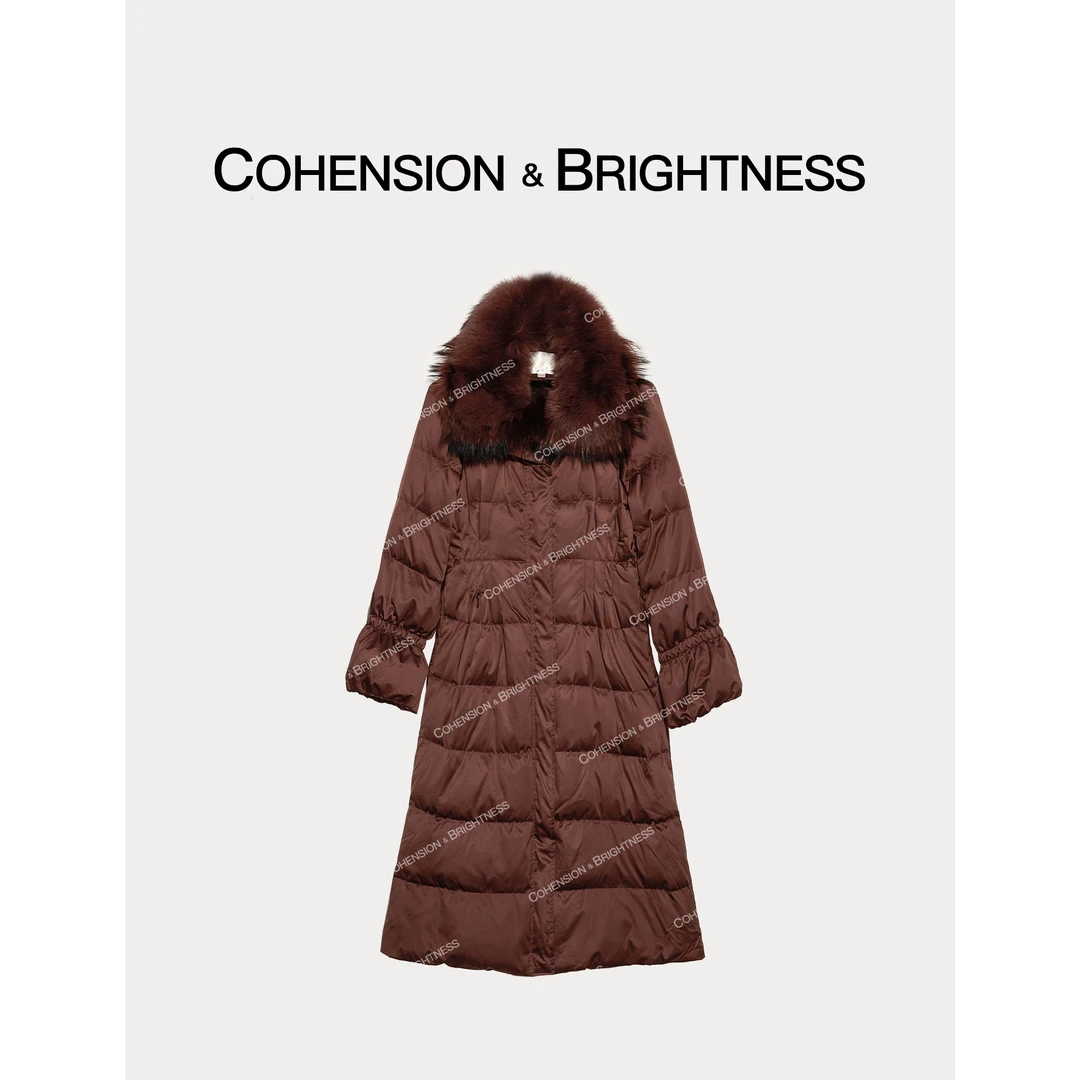 凝慧真的好【漫步雪国】冬季大毛领收口连帽中长款羽绒服VQ009