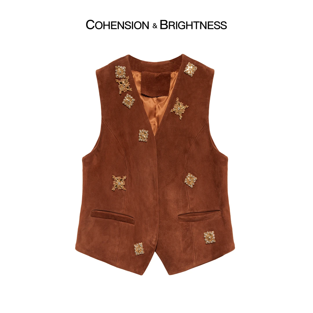 凝慧真的好【普兰假日】2024早秋法式钉珠显瘦V领港风时尚马甲YP223