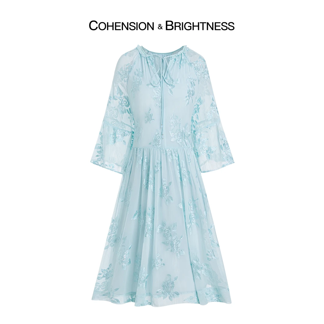 凝慧真的好【梦云花序】春夏重工桑蚕丝刺绣连衣裙汉服LP059