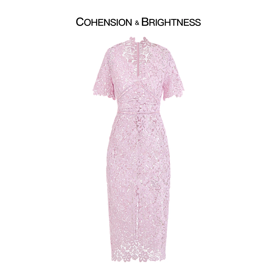 凝慧真的好【悠然法韵】春夏温柔花朵水溶蕾丝镂空连衣裙LP012