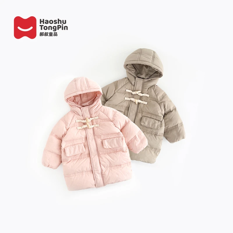 郝叔童品HN3401女童2023秋冬网红连帽羽绒服女孩保暖防寒外套