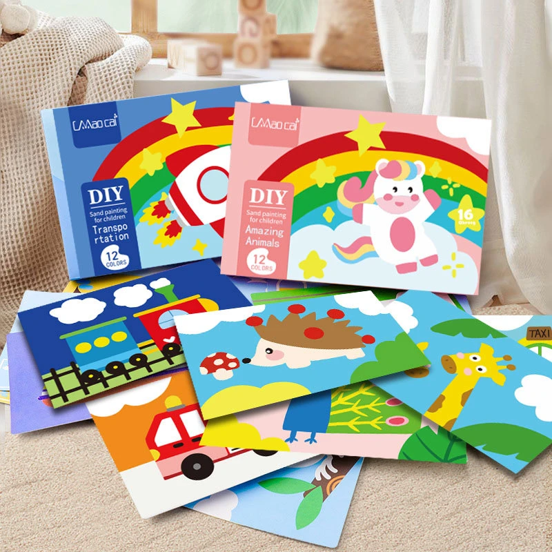 沙画儿童手工diy彩沙画幼儿园宝宝益智刮画填色玩具套装礼物