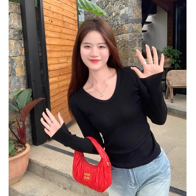 针织衫灰色上衣2024新款春秋修身长袖毛衣秋季低领打底女装