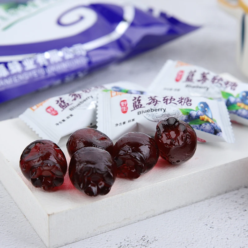 野生蓝莓味软糖新鲜果汁夹心护眼健康食品 350g袋装童年美味特产