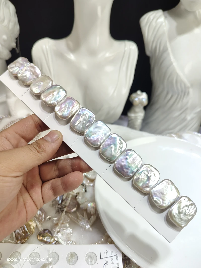 巨型方块巴洛克珍珠耳钉