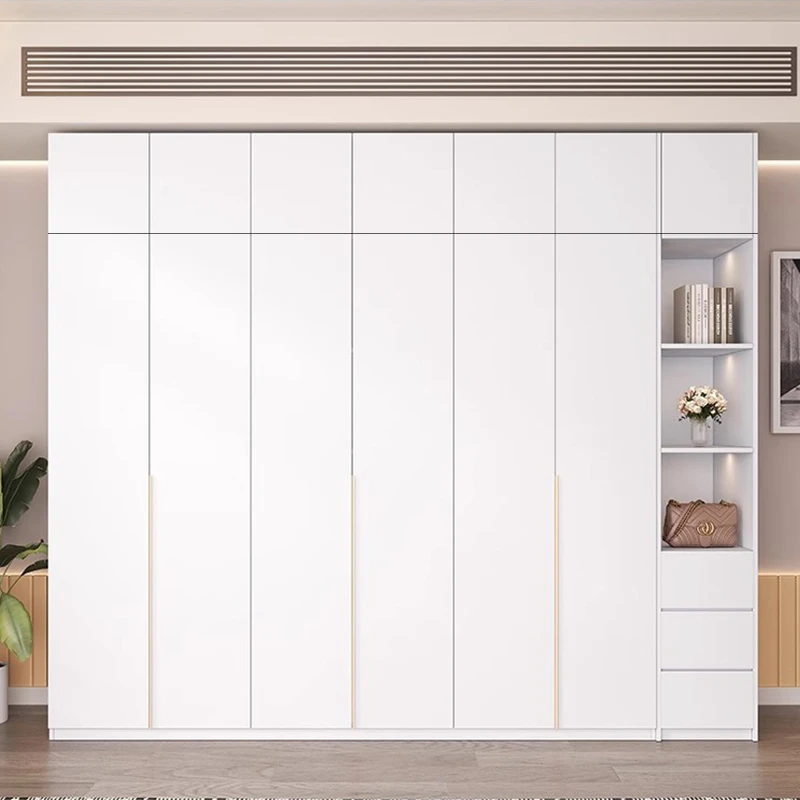 实木颗粒板衣柜一门到顶整体柜子大衣橱简约风现代家用卧室储物柜