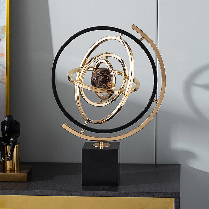 轻奢地球仪摆件办公室桌玄关酒柜客厅卧室装饰品家居乔迁新居礼品