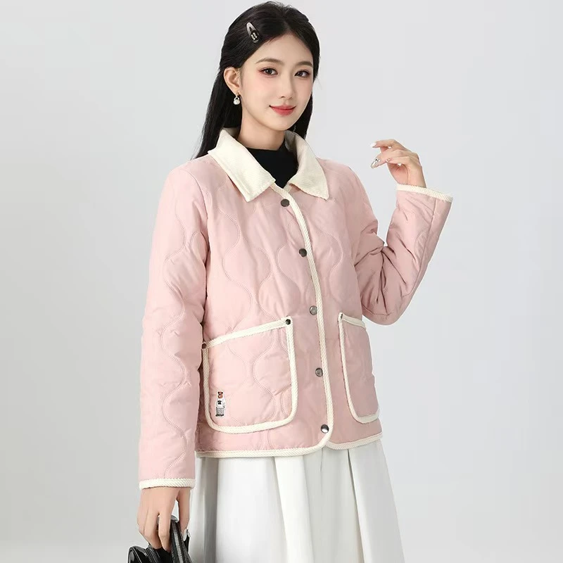 1314加绒加厚撞色棉服女