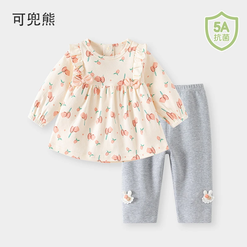 女宝宝秋季小童衣服打底衫女童秋装洋气小碎花春秋长袖公主风套装