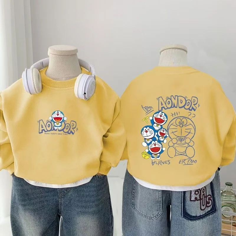 男童卫衣洋气亮色2025新款儿童韩版卡通哆啦A梦衣服长袖中小童潮