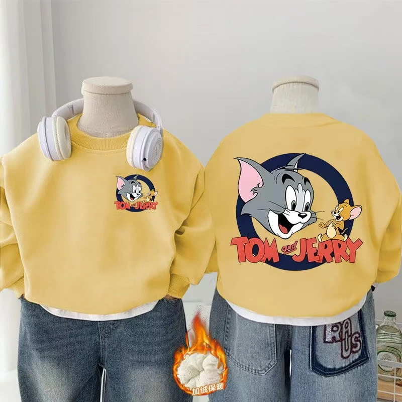 猫和老鼠童装男女童卫衣冬款2025新款加厚宝宝儿童洋气加绒上衣冬