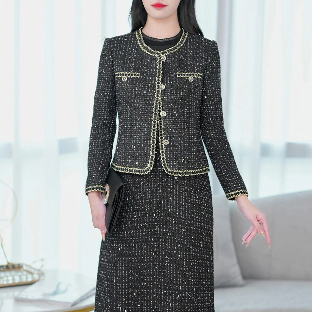 2023新款小香风洋气时尚减龄收腰显瘦气质长袖两件套YS1787