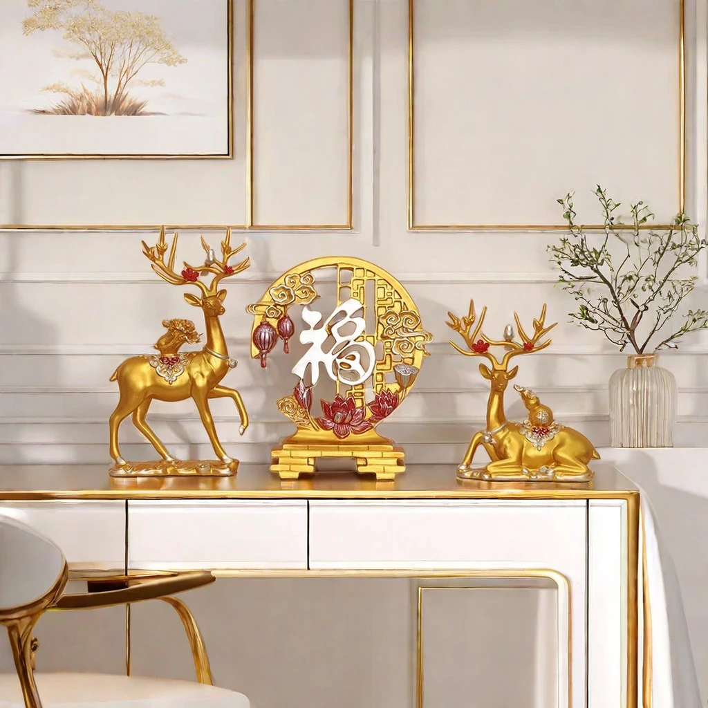 麋鹿装饰轻奢高档家居用品酒柜装饰品摆件乔迁新居创意礼品摆件装