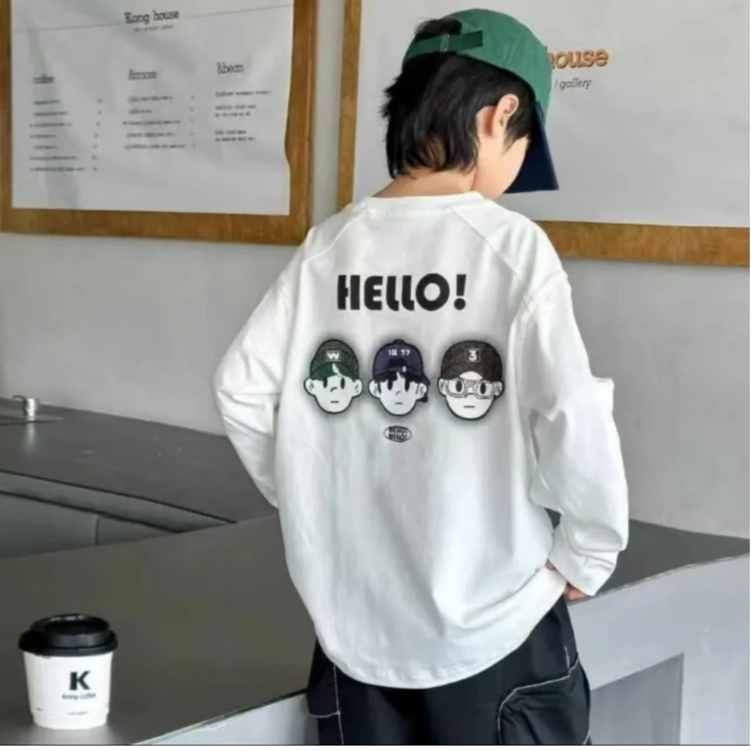 简约Hello~姐弟款棉宽松休闲简约百搭打底上衣S