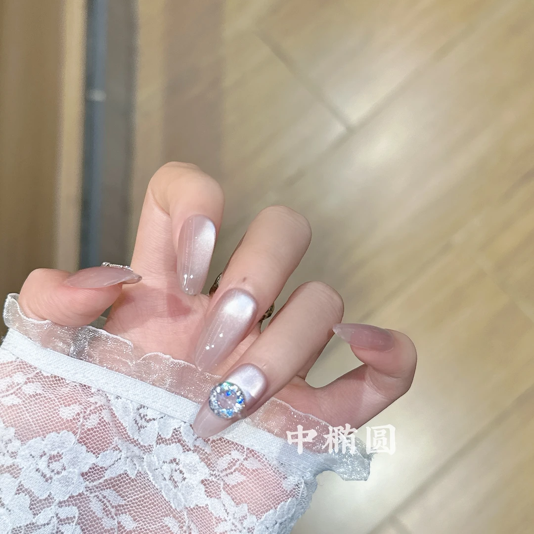 【克拉恋人】纯手工穿戴甲秋季冰透显白贴钻小红书指甲贴美甲贴片女