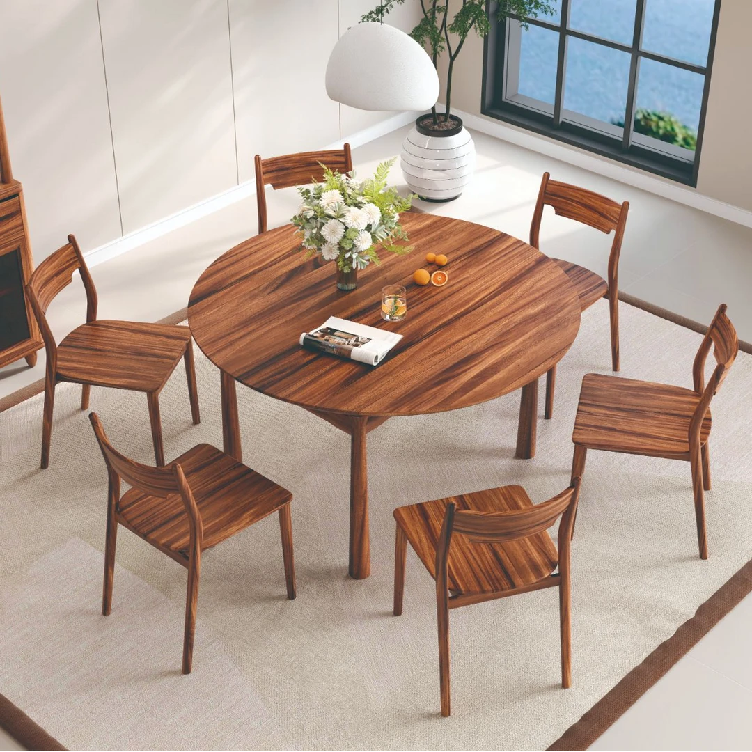 北美黑胡桃木实木伸缩餐桌简约现代中式方圆两用跳台餐桌小户型