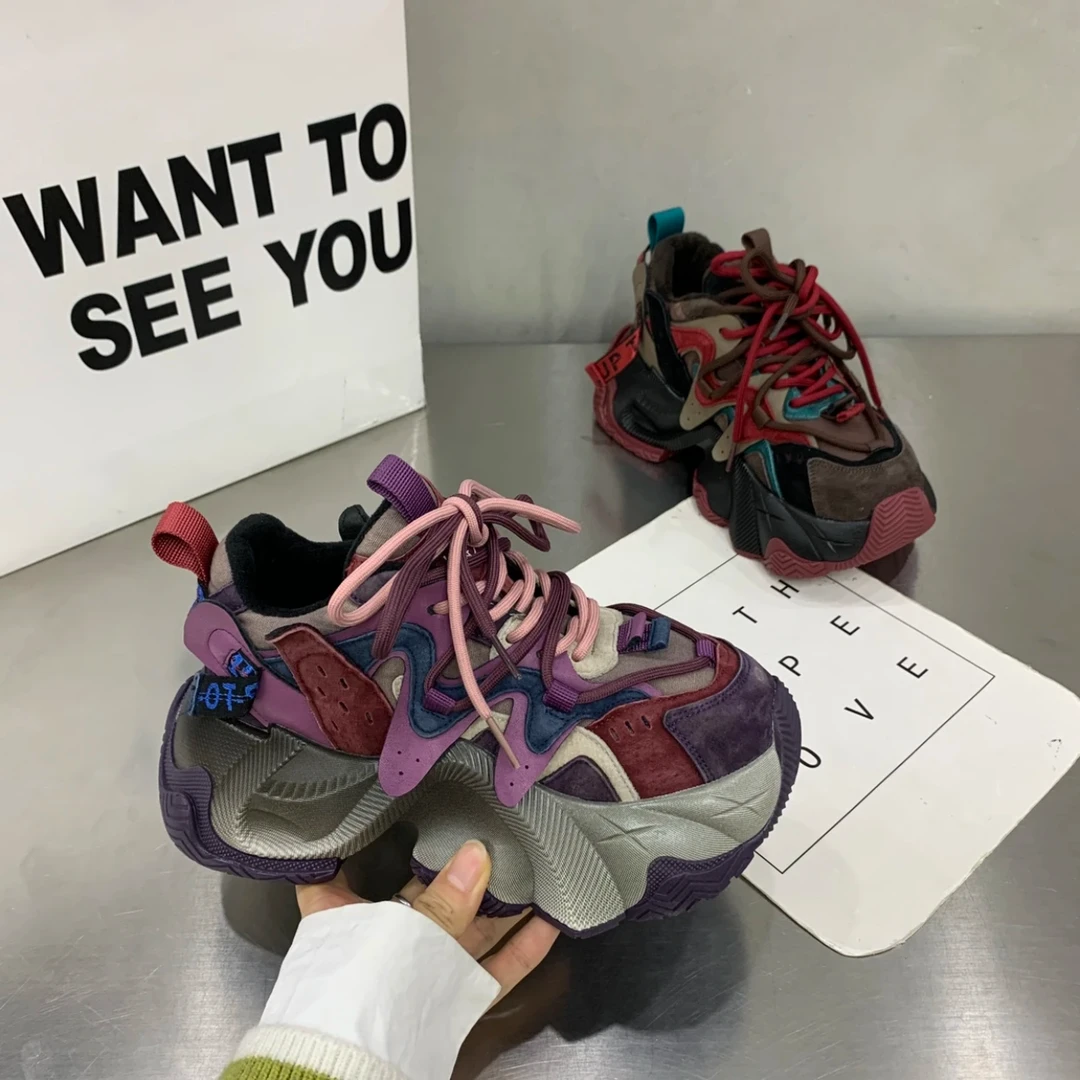 Fanmanxue/梵漫雪S欧洲站2024春新款时尚厚底增高休闲运动老爹鞋