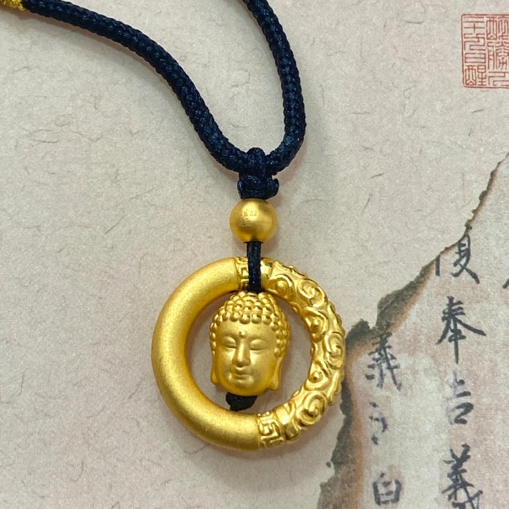 Chow Tai Seng/周大生乾坤圈小佛头足金首饰编绳时尚双面佛精致款