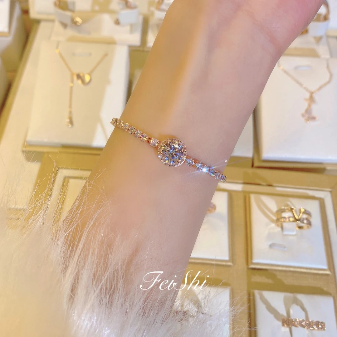 铜合金合成锆石手链 春日花花高定系列公主圆包手链FS523香槟色