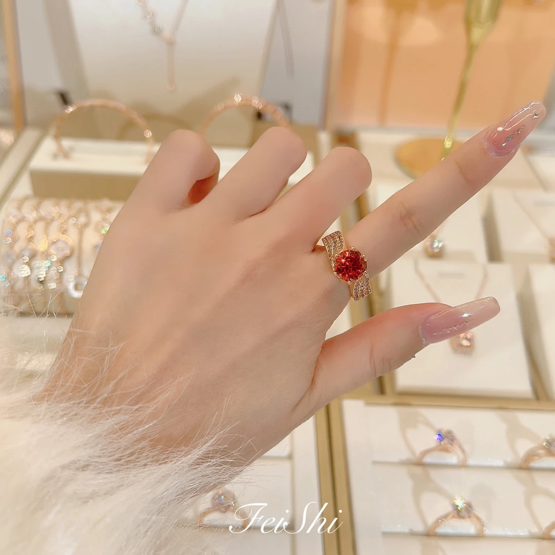 铜合金合成锆石戒指 玫瑰情缘FS622(3克拉)