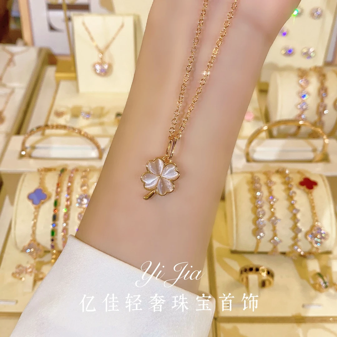铜合金合成锆石项链 时尚高定系列春日花花项链FS999小众