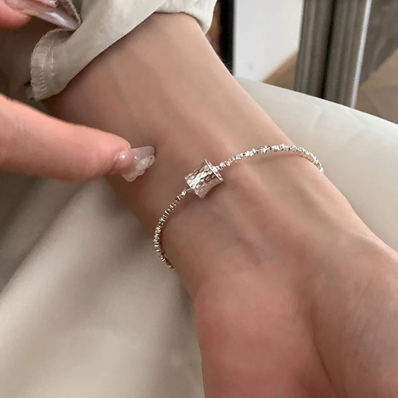 合金手链 时尚轻奢小众精致碎银子捶打纹小蛮腰手链女款气质百搭