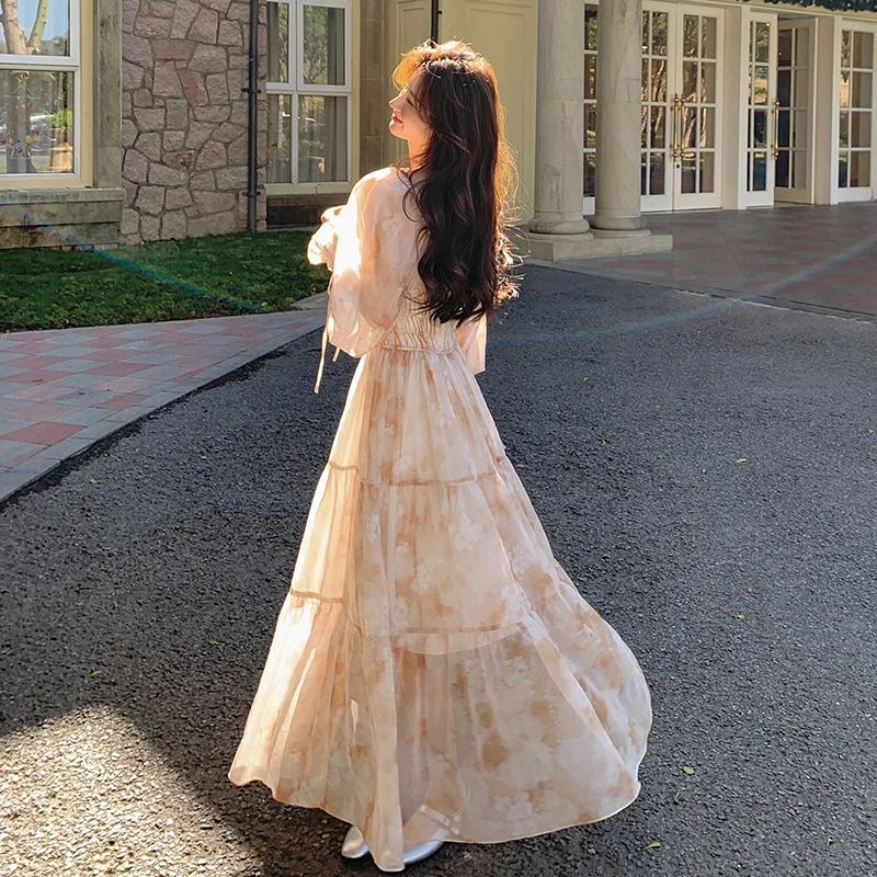 法式初恋连衣裙女2024年季新款小众气质显瘦碎花仙女裙温柔风裙子