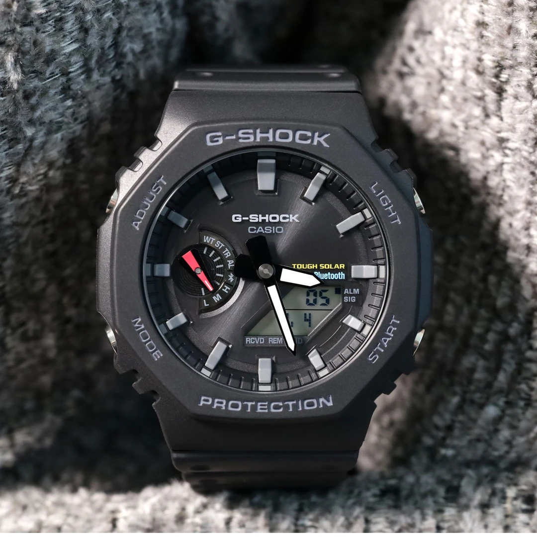 卡西欧CASIO太阳能蓝牙八角农家橡树多功能潮流男表GA-B2100-1A