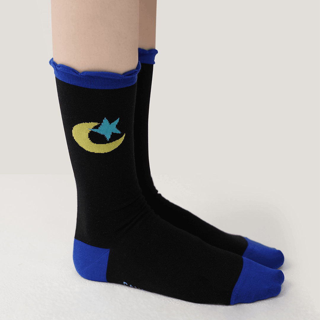 CANOTWAIT陈伟霆潮牌 关爱儿童系列黑色插画长袜 CWSO33203ABK