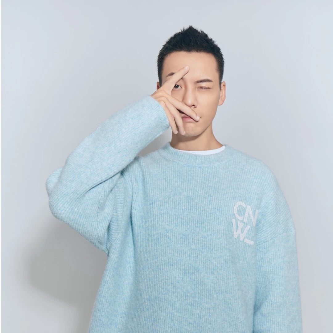 CANOTWAIT_陈伟霆CNW 秋冬时尚宽松休闲潮流圆领标语印花毛衣针织