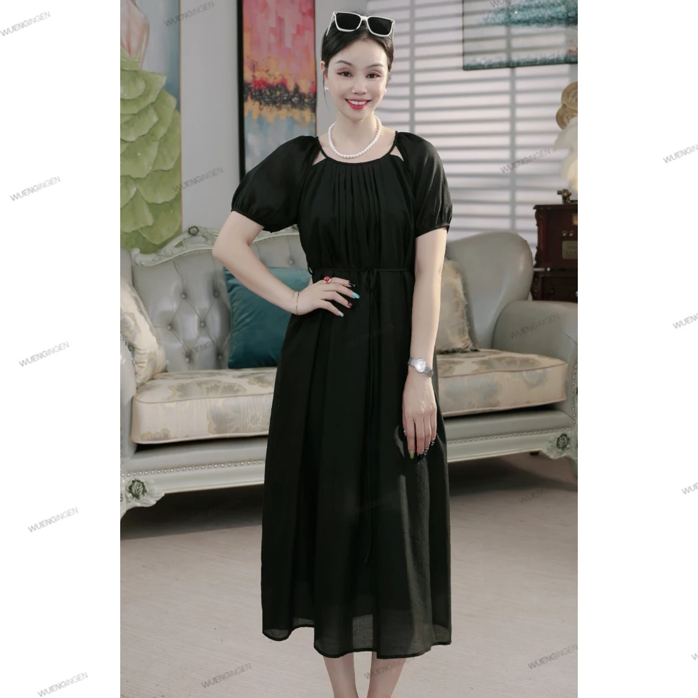 无印心匠莱赛尔+设计感 法式&宽松连衣裙女  B91128