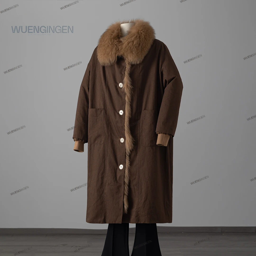 无印心匠兔毛+狐狸毛 单排扣&纯色 洋气时尚外套 A16234-1