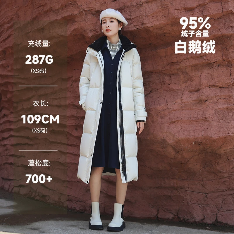 【羽物官方】极寒系列95白鹅绒过膝中长款运动保暖羽绒服VL23604