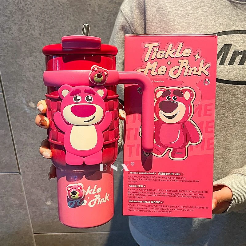 迪士尼草莓熊保温杯2025新款女生高颜值吸管水杯保冷冰霸杯大容量