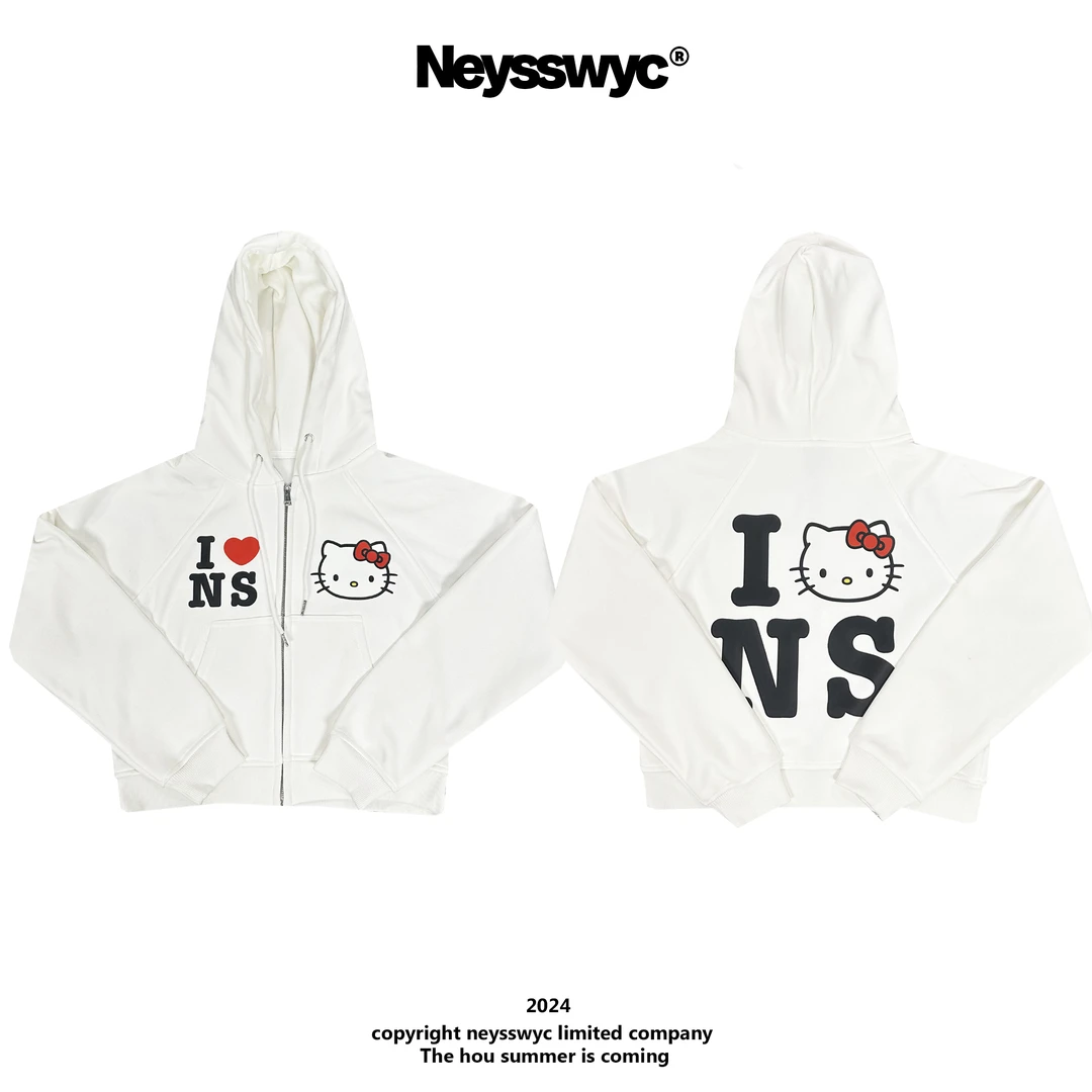 NEYSSWYC  【售完不补】白色加绒短款连帽外套