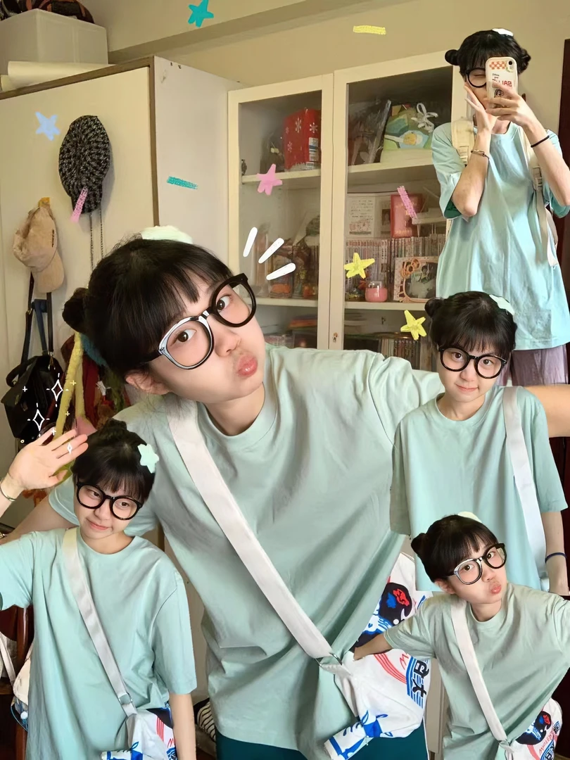 [两件装]纯棉100%欧若风短袖t恤女学生ins潮2025夏季新款纯色上衣